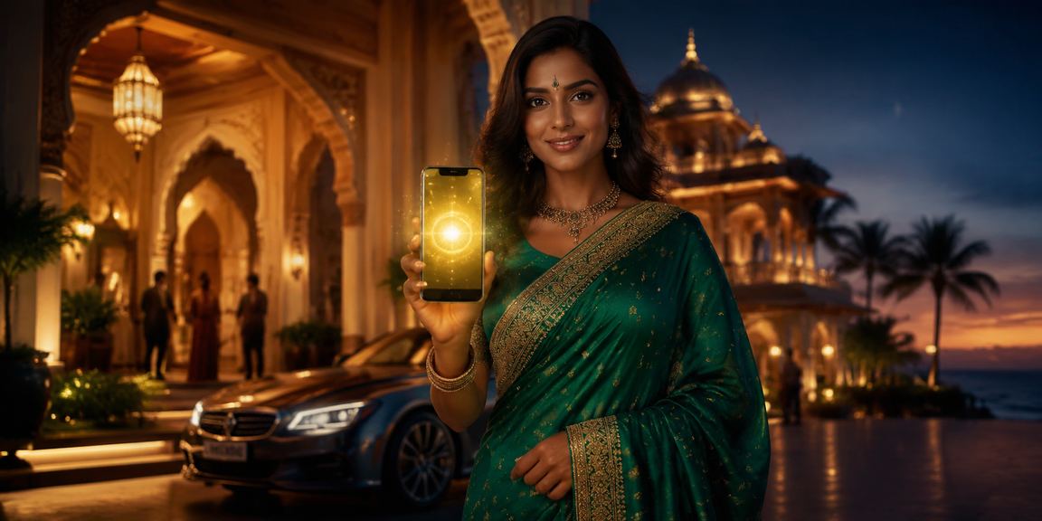 Indian casino app promotion with traditional saree