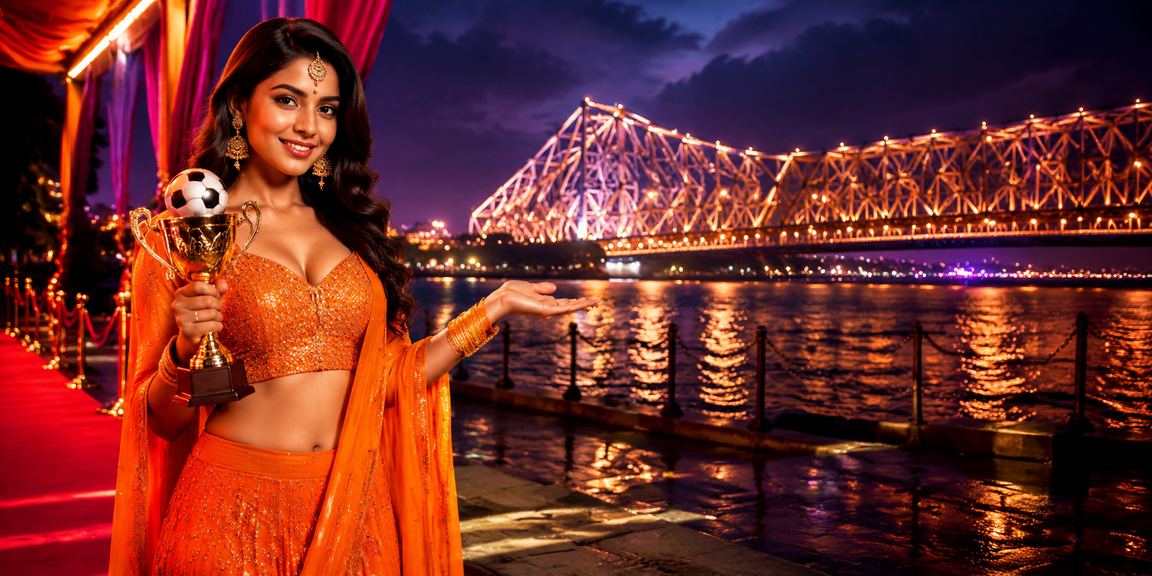 Kolkata Howrah Bridge neon lights representing vibrant Indian sports betting culture